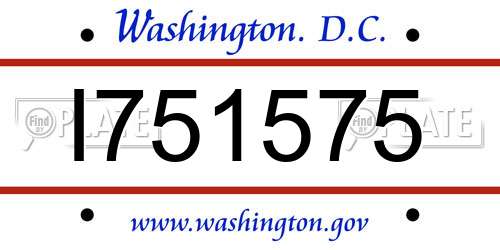 I751575 District Of Columbia License Plate