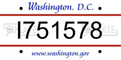 I751578 District Of Columbia License Plate