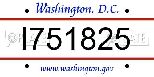 I751825 District Of Columbia License Plate