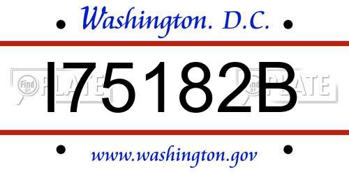I75182B District Of Columbia License Plate
