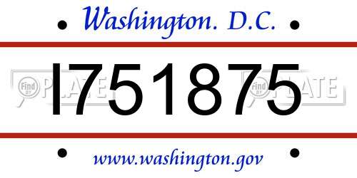 I751875 District Of Columbia License Plate