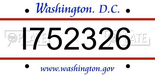 I752326 District Of Columbia License Plate