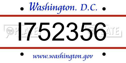 I752356 District Of Columbia License Plate