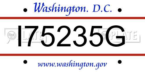 I75235G District Of Columbia License Plate