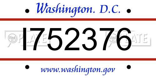 I752376 District Of Columbia License Plate
