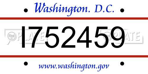 I752459 District Of Columbia License Plate