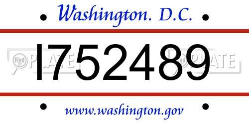 I752489 District Of Columbia License Plate