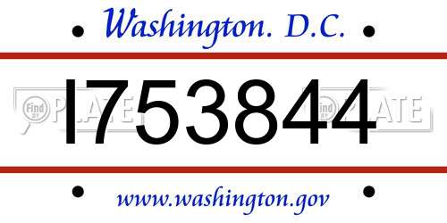 I753844 District Of Columbia License Plate