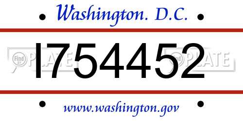 I754452 District Of Columbia License Plate