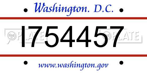 I754457 District Of Columbia License Plate