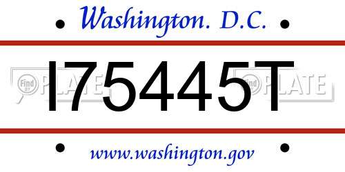 I75445T District Of Columbia License Plate