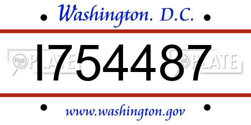 I754487 District Of Columbia License Plate