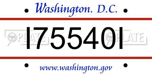 I75540I District Of Columbia License Plate