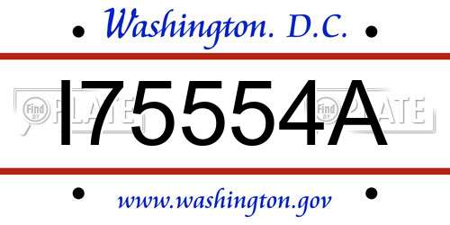 I75554A District Of Columbia License Plate