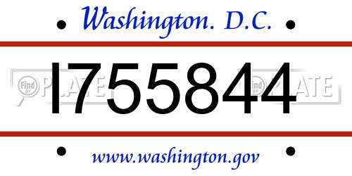 I755844 District Of Columbia License Plate