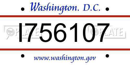 I756107 District Of Columbia License Plate