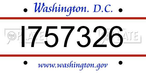 I757326 District Of Columbia License Plate