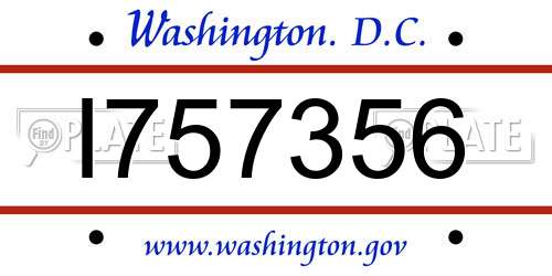 I757356 District Of Columbia License Plate