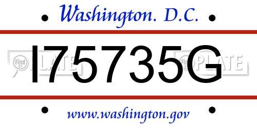 I75735G District Of Columbia License Plate