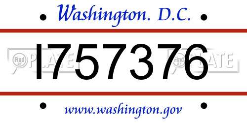 I757376 District Of Columbia License Plate
