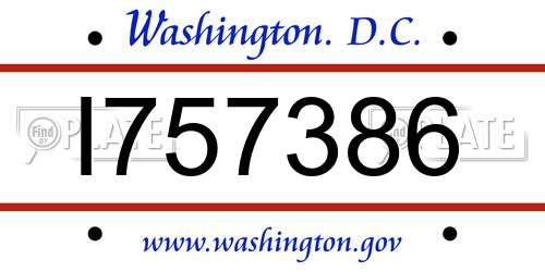 I757386 District Of Columbia License Plate