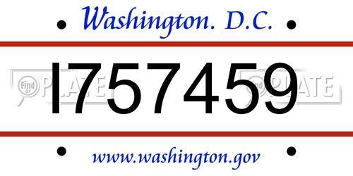 I757459 District Of Columbia License Plate