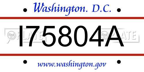 I75804A District Of Columbia License Plate