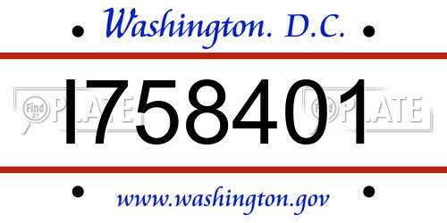 I758401 District Of Columbia License Plate