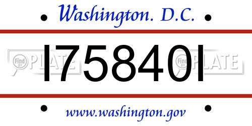 I75840I District Of Columbia License Plate