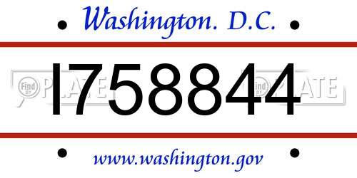 I758844 District Of Columbia License Plate