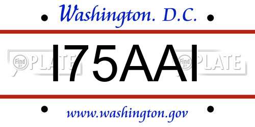I75AAI District Of Columbia License Plate