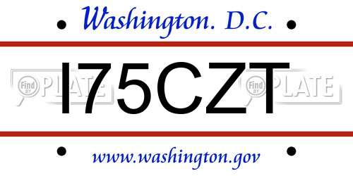 I75CZT District Of Columbia License Plate