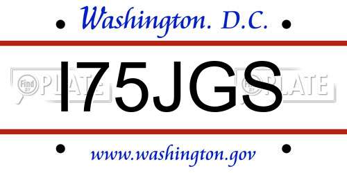 I75JGS District Of Columbia License Plate