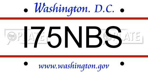 I75NBS District Of Columbia License Plate