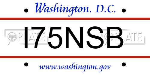 I75NSB District Of Columbia License Plate