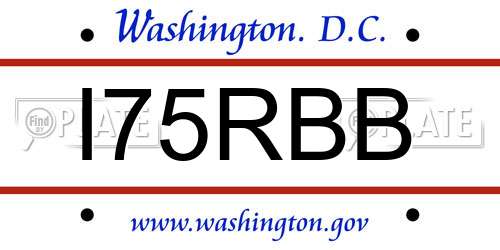 I75RBB District Of Columbia License Plate