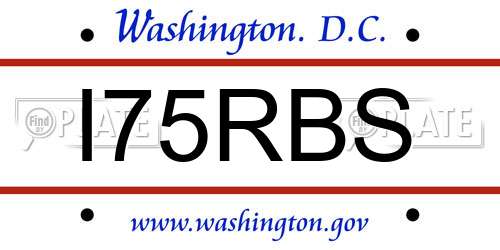 I75RBS District Of Columbia License Plate