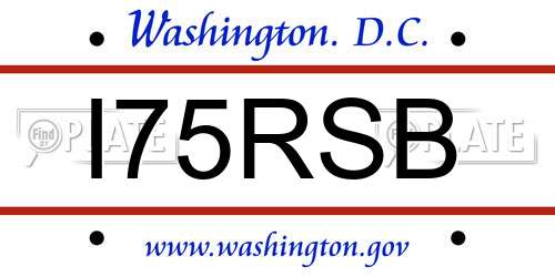 I75RSB District Of Columbia License Plate