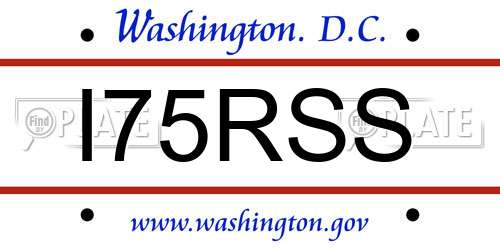 I75RSS District Of Columbia License Plate