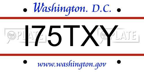 I75TXY District Of Columbia License Plate