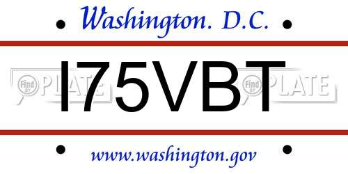 I75VBT District Of Columbia License Plate