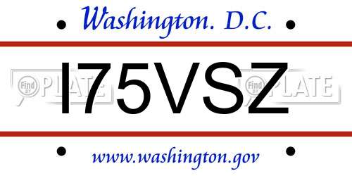 I75VSZ District Of Columbia License Plate