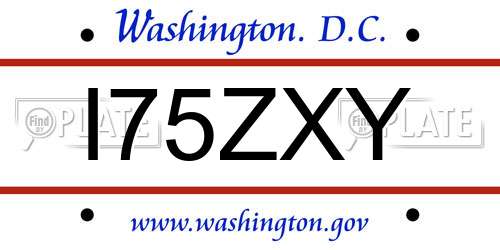I75ZXY District Of Columbia License Plate