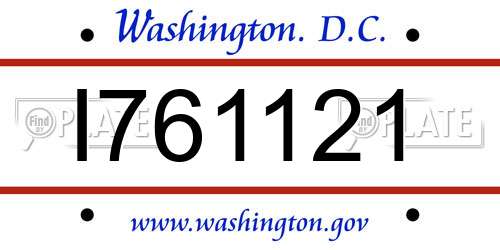 I761121 District Of Columbia License Plate
