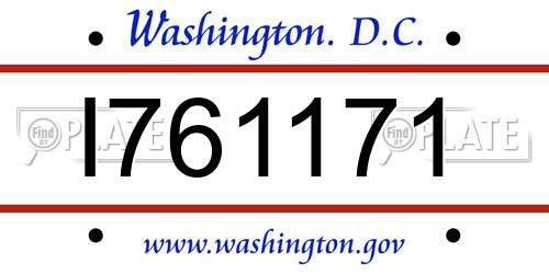 I761171 District Of Columbia License Plate
