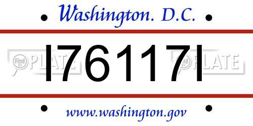 I76117I District Of Columbia License Plate