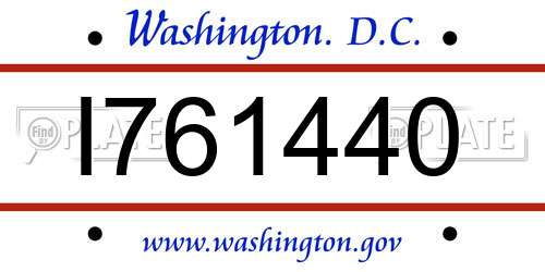 I761440 District Of Columbia License Plate