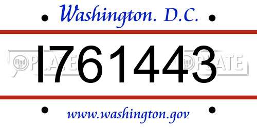 I761443 District Of Columbia License Plate