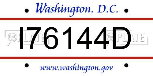 I76144D District Of Columbia License Plate