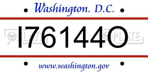 I76144O District Of Columbia License Plate